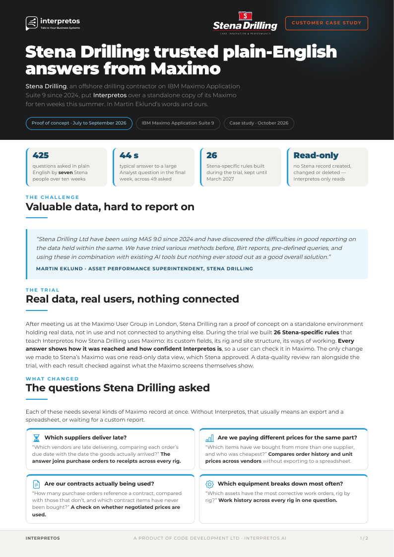 First page of the Stena Drilling case study PDF